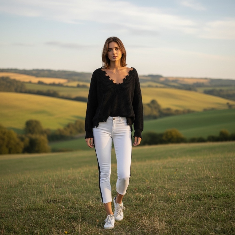 ETIENNE MARCEL White Tuxedo Stripe Skinny Jeans Style# EM31009!
